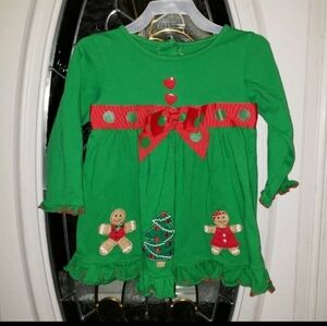 Sophia Rose Christmas Holiday Red & Green Gingerbread Dress size 3T